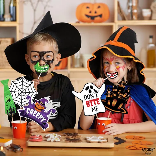 Miniatura 6 de KatchOn, Juego de accesorios de Halloween, paquete de 35 Accesorio de cabina de fotos del Día de los Muertos para decoraciones de fiesta mexicana