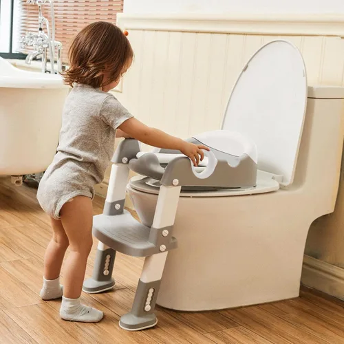 Miniatura 3 de Wiifo - Asiento de entrenamiento para ir al baño con escalera para niños y niños pequeños, escalera resistente para orinal con cojín acolchado suave