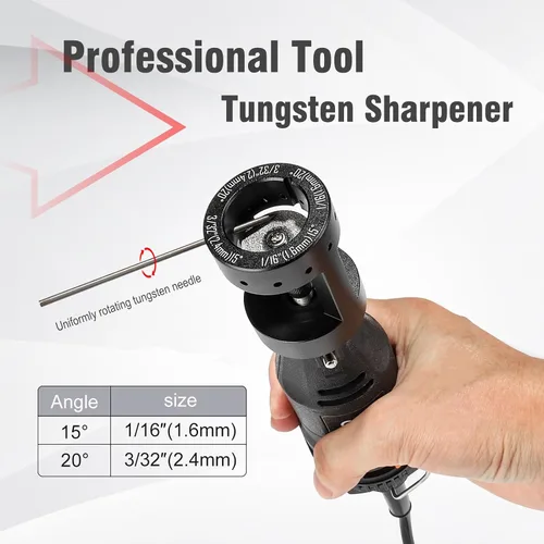 Miniatura 7 de 3mirrors - Afilador de electrodos de tungsteno de aluminio con cabezal de herramienta de soldadura TIG, ranura de corte multiángulo