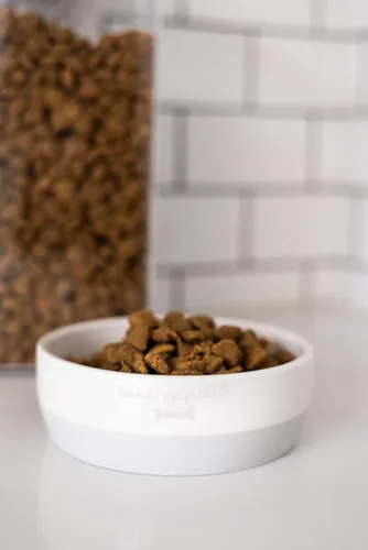 Miniatura 5 de Pearhead Ceramic Bone Appétit - Cuenco para perros, capacidad para 2 tazas, plato de gres para alimentos y agua, comedero para mascotas gris y Tazón