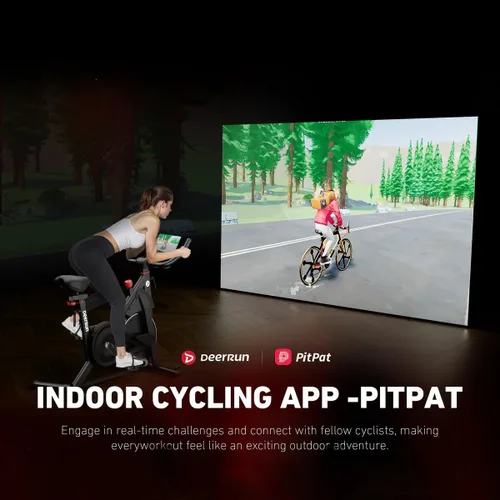 Miniatura 6 de Bicicleta fija de ejercicio DeerRun, bicicleta de ciclismo interior con freno de pastilla/magnética ajustable, bicicleta estacionaria