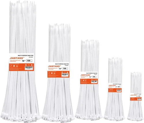 Bridas de Cremallera de Tamaños Variados, Paquete de 500, 6+8+12+14+18 Pulgadas de Doble Cara Dentada, 120 LBS de Resistencia a la Tracción, Bridas