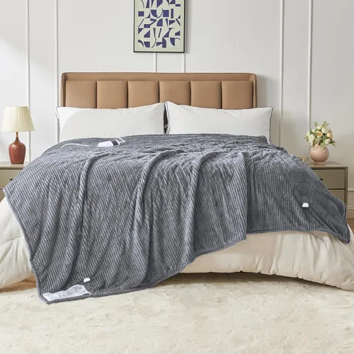 Miniatura 9 de Manta eléctrica térmica de 50 x 60 pulgadas, manta térmica suave, cálida y gruesa para invierno frío, temporizador de 5 posiciones y 10 ajustes