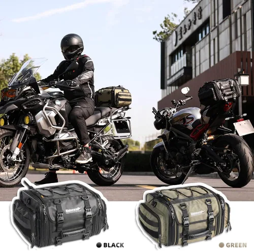 Miniatura 6 de Rhinowalk Bolsa para sillín de motocicleta, bolsa trasera de motocicleta, impermeable, expandible, bolsa de viaje para deportes motorizados