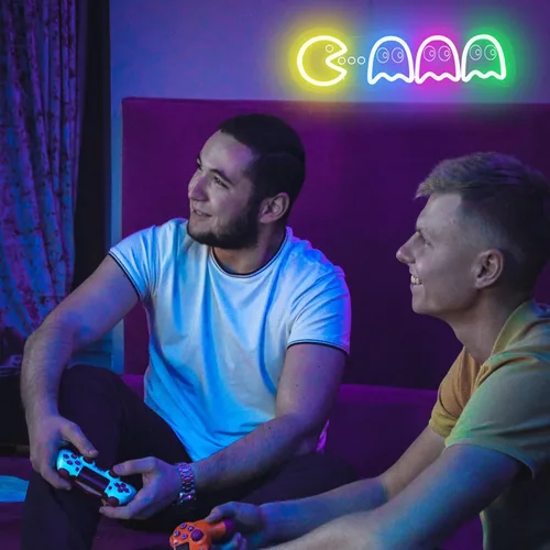 Miniatura 4 de Letrero de Neón de Juego Arcade, Luz de Juego Arcade de Fantasma 3D Retro, Luz de Pac Man y Fantasmas, Decoración de Fantasma Retro con Luz de Neón