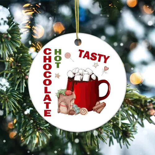 Miniatura 2 de Adornos para árbol de Navidad, barra de cacao caliente, adorno de Navidad, adorno de recuerdo, decoración del hogar, colgantes colgantes redondos