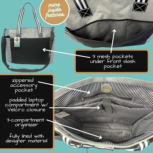 Miniatura 112 de Brooke & Jess Designs Bolso de mano para la abuela – Bolso de lona resistente con cremallera y bolsillo interior para la abuela para uso diario