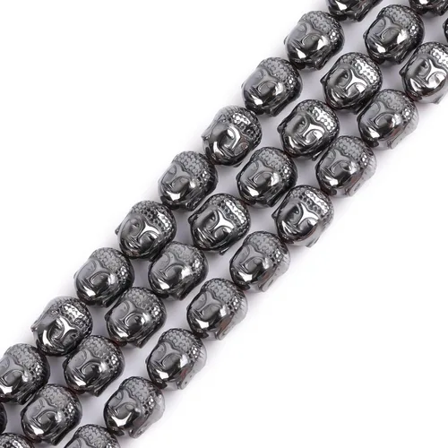 Miniatura 45 de HAAMIIQII 35 piezas de cuentas de gema suelta de hematita negra natural de 12 mm en forma circular, cuentas de piedra espaciadora para hacer