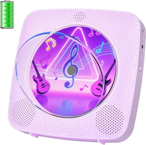 Miniatura 11 de Reproductor de CD portátil Bluetooth recargable: Reproductores de CD para el hogar con 1800mAh Kegaudio Reproductor de CD de escritorio de pared
