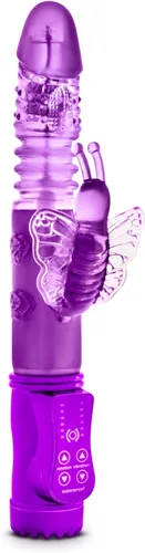 Miniatura 3 de Blush Sexy Things - Mini vibrador de conejo de mariposa de 9.75 pulgadas, eje giratorio y cuentas giratorias inversas, 32 modos de clítoris Púrpura