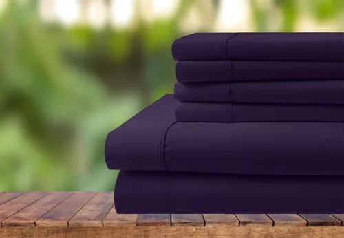 Miniatura 19 de Juego de ropa de cama de 6 piezas, juego de sábanas de algodón de 1000 hilos, bolsillo extra profundo de 28 pulgadas, tejido satinado nítido y Negro