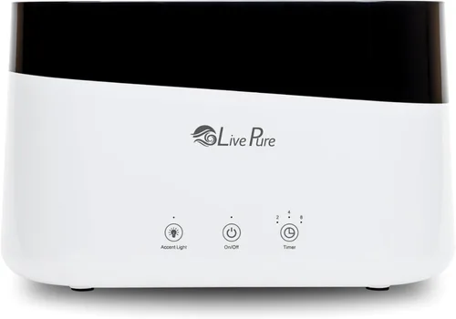 LivePure LP300HUM Aqua Flame Humidificador de niebla fría – Pequeño humidificador ultrasónico de plantas para interiores con difusor de aceite Blanco