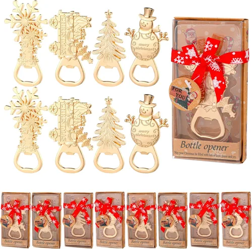 Sliner Abrebotellas de cerveza de Navidad, 12 unidades, muñeco de nieve, tren, árbol, copo de nieve, abrebotellas para mesa, refrescos, bebidas,