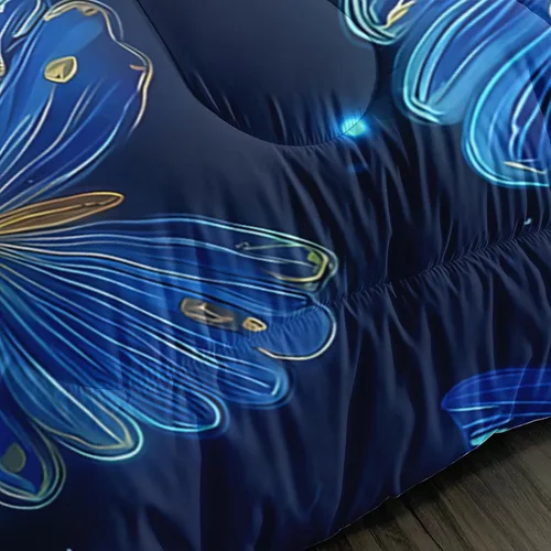 Miniatura 4 de AILONEN Juego de edredón de mariposa azul tamaño Queen, juego de ropa de cama de 3 piezas de animales elegantes, azul marino oscuro cielo nocturno