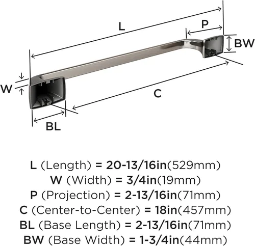 Miniatura 6 de Amerock BH36013G10 Toallero de níquel cepillado Toallero de 18 pulgadas (17.992 in) Highland Ridge Toallero de baño Accesorios de baño