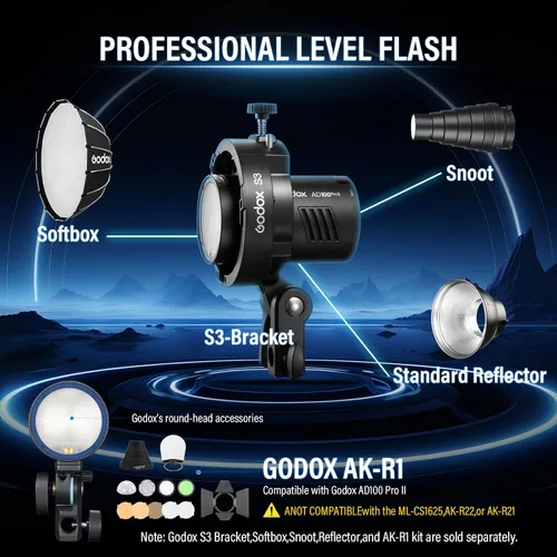 Miniatura 9 de Godox AD100 PRO II AD100Pro II AD100ProII Flash de bolsillo 2026 Godox 100w luz estroboscópica 2W LED, 490 estallidos de potencia completa
