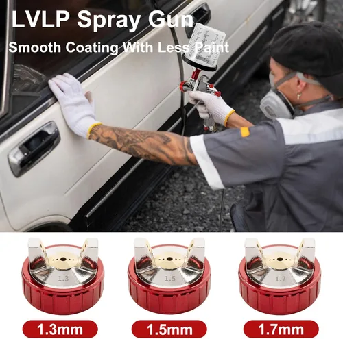Miniatura 3 de R500 - Pistola de pulverización LVLP con taza mezcladora de 22.0 fl oz y 10 vasos desechables, boquillas de 1.3/1.5/0.067 in, pistola de pintura