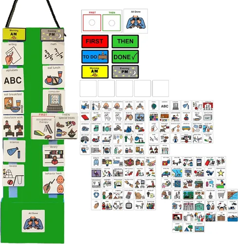 Miniatura 21 de Programa visual para niños – 133 tarjetas de plástico duraderas con imágenes y monedas con lazo suave Tabla de rutina diaria y recompensas por