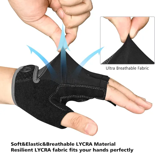 Miniatura 4 de MOREOK - Guantes para bicicleta de montaña (MTB) y ciclismo de descenso (DH), para hombres, de medio dedo, con almohadilla de gel que absorbe