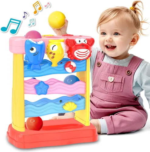 AuroTops Pound A Ball Juguetes para niñas de 1, 2, 3 años, juguete musical Montessori para niños pequeños de 6-12-18-24 meses, juguetes interactivos