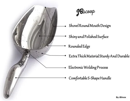 Miniatura 2 de JBscoop Cuchara de hielo, pequeña cuchara de metal para alimentos, para cocina, bar, fiesta, boda, 6 onzas, 8.5 pulgadas