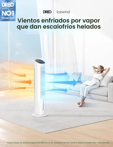 Miniatura 2 de DREO Ventilador de aire acondicionado portátil, ventiladores de pie de 40 pulgadas que soplan aire frío, aire acondicionado portátil, enfriador