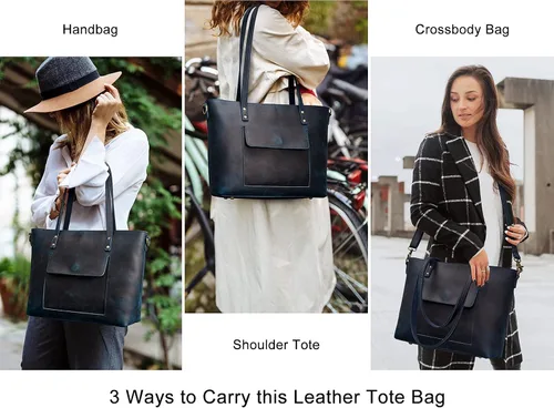 Miniatura 23 de S-ZONE Bolso bandolera vintage de cuero genuino para mujer