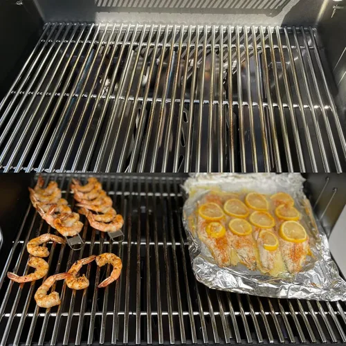 Miniatura 6 de SafBbcue Kit de piezas de repuesto para parrilla Weber Genesis serie 300, rejillas de parrilla de acero inoxidable 7524, barras aromatizantes 7620