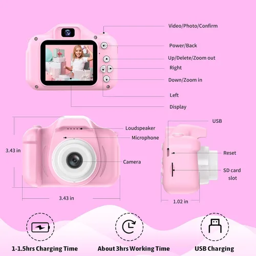 Miniatura 7 de Mgaolo Juguetes de cámara para niños de 3 a 12 años, niños y niñas, cámara de video digital portátil para niños con cubierta de silicona, regalos