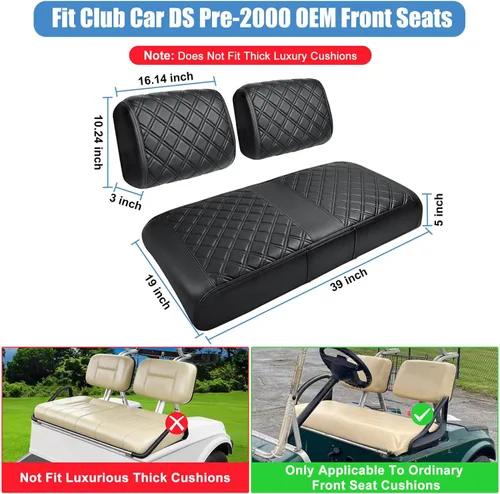 Miniatura 3 de Funda de asiento para Club Car DS Pre-2000, funda de asiento delantero para carrito de golf, compatible con Club Car DS 1982-2000, almohadilla