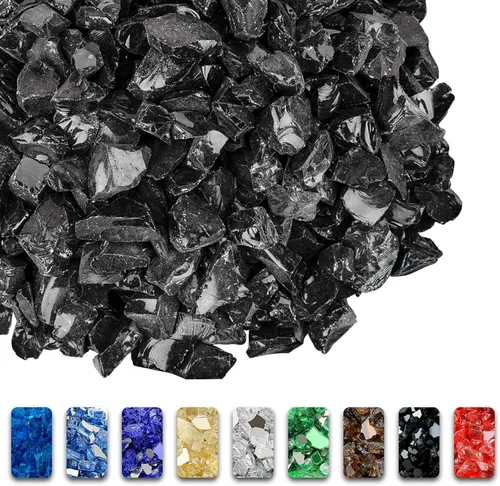 Miniatura 9 de GRISUN Vidrio de fuego azul océano Pacífico para hoguera, 10 libras 1/2 pulgada rocas de vidrio templado para chimenea natural o propano, seguro