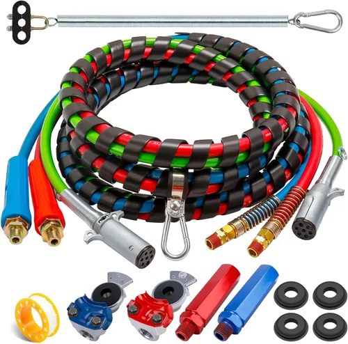Miniatura 11 de KOOTANS Kit de línea de aire para camión semirremolque de 15 pies 3 en 1, cable eléctrico ABS de 7 vías y mangueras de freno de aire con Glad Hands