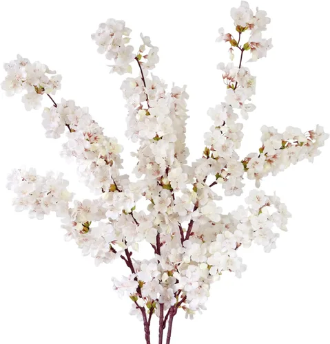 MINYULUA Ramas artificiales de cerezo, flores de cerezo sintético de 39 pulgadas, arreglos de jarrón de flores falsas de seda para decoración del