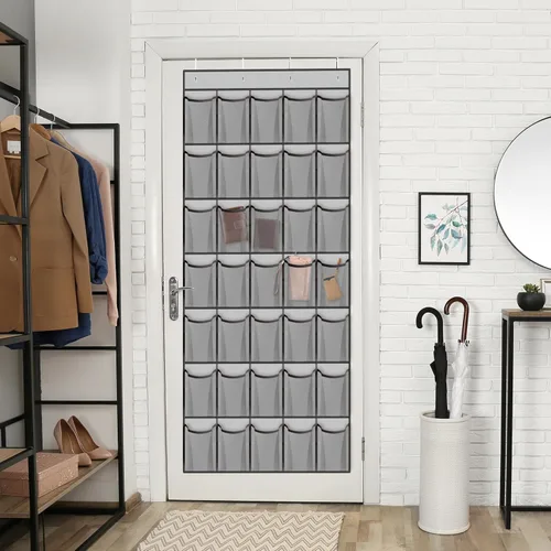 Miniatura 7 de WVM Organizador de zapatos sobre la puerta con 35 bolsillos de malla transpirable, organizador de zapatos colgante para puerta con 4 ganchos