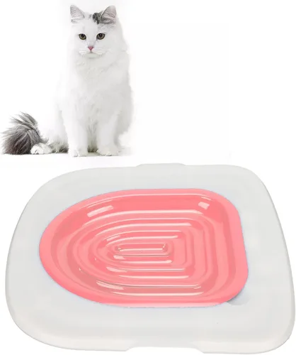 Miniatura 5 de Sistema de entrenamiento para inodoro para gatos, bandeja blanca con soporte interior gris, caja de arena reutilizable universal para mascotas