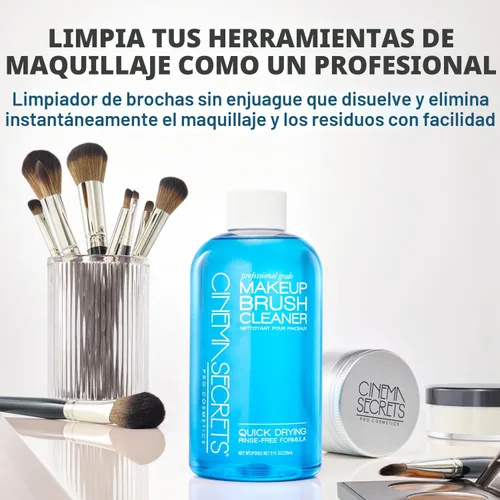 Miniatura 2 de Cinema Secrets Solución limpiadora de brochas de maquillaje de vainilla azul original, limpiador profesional para brochas de maquillaje, fórmula