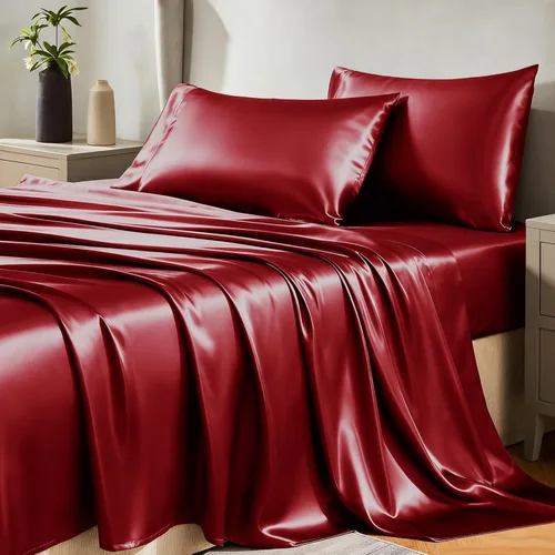 Miniatura 11 de CozyLux Sábanas de satén tamaño King – Juego de sábanas de 4 piezas color rosa con microfibra sedosa, 1 sábana bajera de bolsillo profundo, 1 sábana