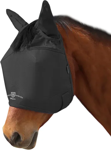 Miniatura 4 de Harrison Howard Telas multifunción a prueba de rayos UV, acolchado de forro polar grueso, máscara de mosca de caballo, media cara con orejas, Negro