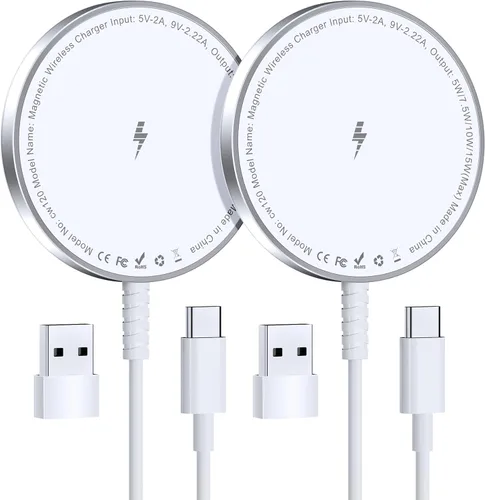 Miniatura 11 de Cargador inalámbrico magnético para iPhone: Compatible con cargador Magsafe iPhone 17 16 15 14 13 12 Serie y Airpods 4 3 2 Pro - Carga rápida de 15