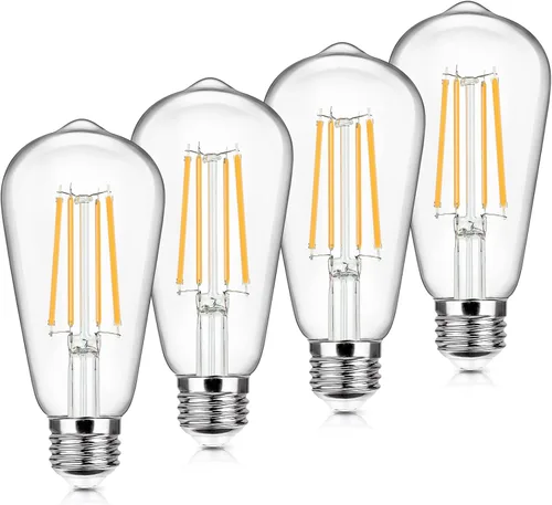 Miniatura 11 de Paquete de 4 bombillas LED Edison vintage equivalentes a 100 W, 1400 lúmenes, alto brillo, 8 W, ST58, bombillas de luz de filamento LED de 2700 K