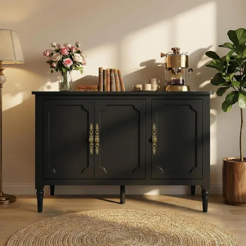 Miniatura 8 de RoyalCraft Buffet Cabinet with Storage, Mid-Century Modern Sideboard with 3 Doors, Painted Coffee Bar Table with Adjustable Shelves, Credenza for