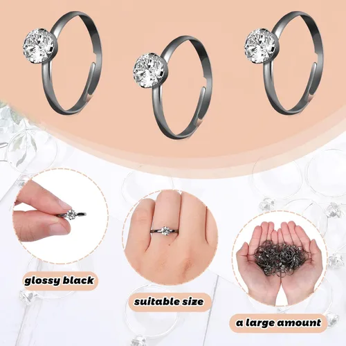Miniatura 3 de Whaline 72 anillos de diamantes para despedida de soltera, anillos de compromiso ajustables para decoración de mesa de boda, juego de despedida