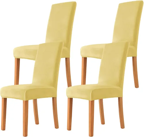 Miniatura 29 de Velvet Chair Covers Beige Gray, Stretch Dining Room Chair Covers 2 Pack, Super Fit Dining Chairs Slipcovers Spandex Washable Kitchen Parson Chair