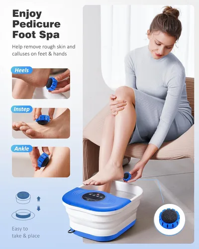 Miniatura 4 de SPA4PIEDS Masajeador de baño de pies con calor, chorros de burbujas, luz roja y temporizador, spa de pies de pedicura con control de temperatura
