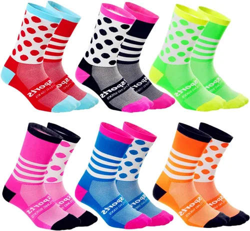 GuaziV Calcetines de ciclismo para hombre y mujer, 4-6 piezas, calcetines deportivos coloridos para correr, calcetines deportivos hasta el tobillo