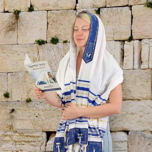 Miniatura 4 de HalleluYAH Mantón de oración Tallit de Israel Nombre del Señor escrito en 4 esquinas XL 72 x 36 pulgadas