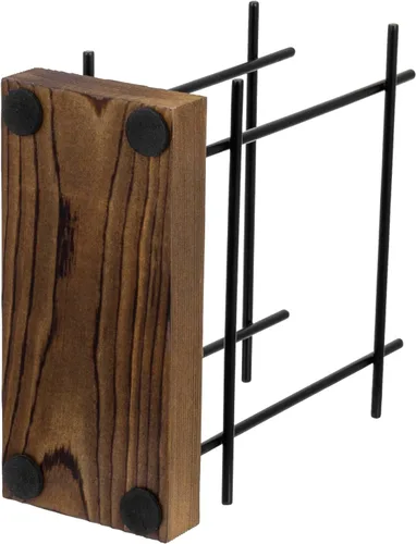Miniatura 6 de MyGift Servilleteros negros mate para mesa y cocina, dispensador de servilletas de metal con base de madera rústica marrón quemada, soporte Negro