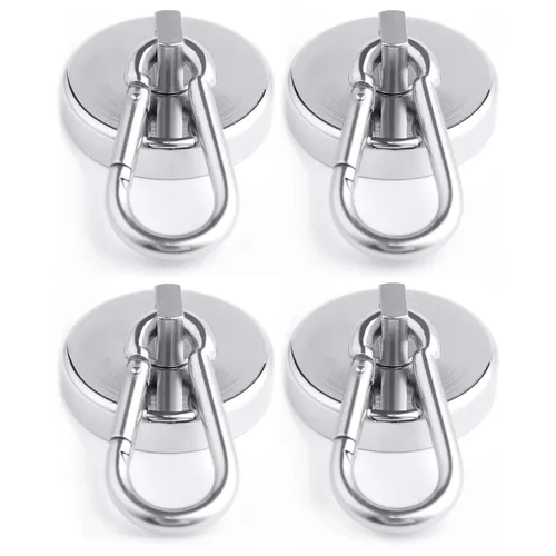 Miniatura 7 de WELLZEER Ganchos magnéticos de 100 libras, ganchos magnéticos negros con mosquetón giratorio para colgar refrigerador, fuerte imán de neodimio