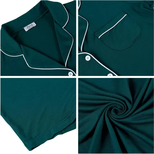 Miniatura 4 de Cherrydew Camisones para mujer, de viscosa de bambú, suave, de manga larga, con botones, para dormir, tallas S-XXL