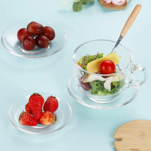 Miniatura 6 de WHJY 6 platos de vidrio transparente, juego de platos de vidrio de 5 pulgadas, pequeños platos de postre platos de té a granel